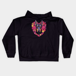 Doberman Valentine Day Kids Hoodie